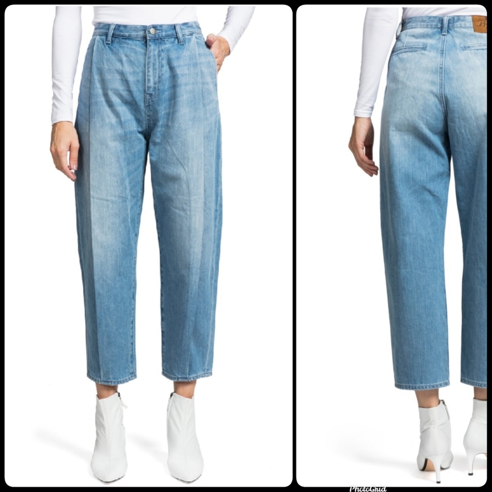 Prps Pleated Tapered Crop Jeans Light Wash Nonstretch Size 26